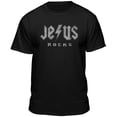 thumbnail image 1 of Teelocity Jesus Rocks Logo Graphic T-Shirt (Large - Standard Fit, Black), 1 of 4