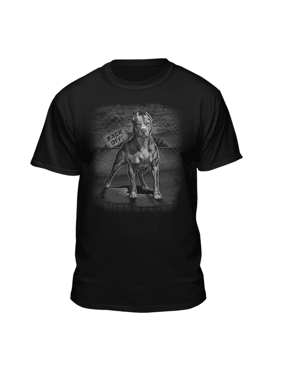 Men's Back Off Tough Dog Pit Bull Black Relaxed Fit Short Sleeve Graphic T-Shirt