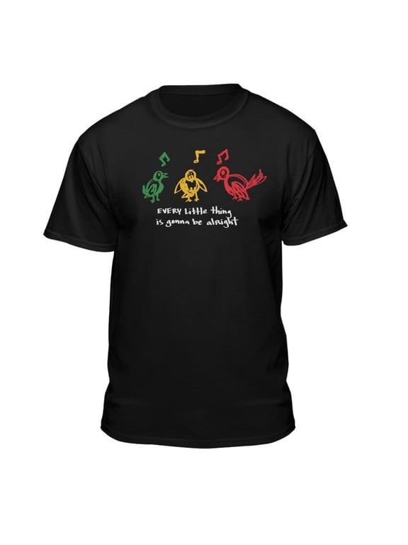 Men's Black 3 Lil' Birds Relaxed Fit Short Sleeve Graphic T-Shirt