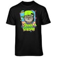 thumbnail image 1 of Teelocity Men's Funny Retro 90s Stay Fresh Cat in a Hat Black Relaxed Fit Short Sleeve Graphic T-Shirt, 1 of 3