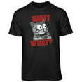thumbnail image 1 of Teelocity Men's Funny Surprised Wait What Cat Black Relaxed Fit Short Sleeve Graphic T-Shirt, 1 of 3