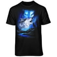 thumbnail image 1 of Teelocity Men's Howling Wolf and Aurora Black Relaxed Fit Short Sleeve Graphic T-Shirt, 1 of 3