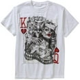 thumbnail image 1 of Teelocity Men's Playing Card Skeleton King and Queen of Hearts White Relaxed Fit Short Sleeve Graphic T-Shirt, 1 of 3