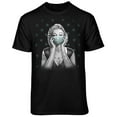 thumbnail image 1 of Teelocity Men's Tattoo Marilyn We the People Pinup Girl in Mask Black Relaxed Fit Short Sleeve Graphic T-Shirt, 1 of 3