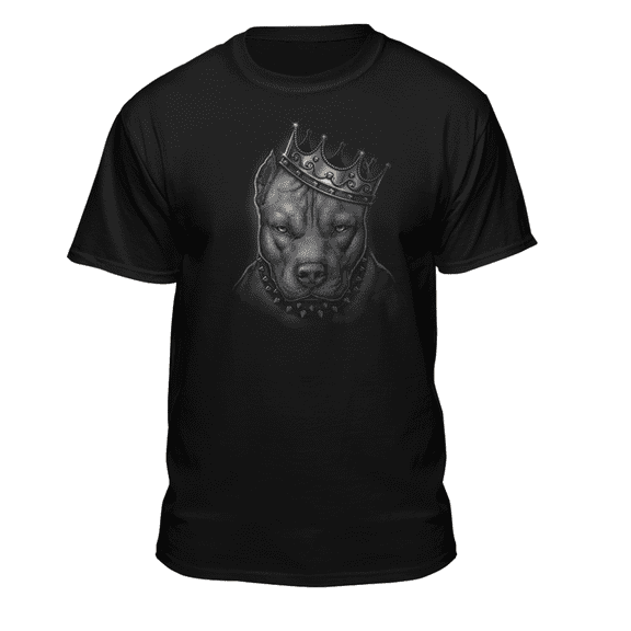 Teelocity Men's Tough Dog Pitbull with Crown Black Relaxed Fit Short Sleeve Graphic T-Shirt
