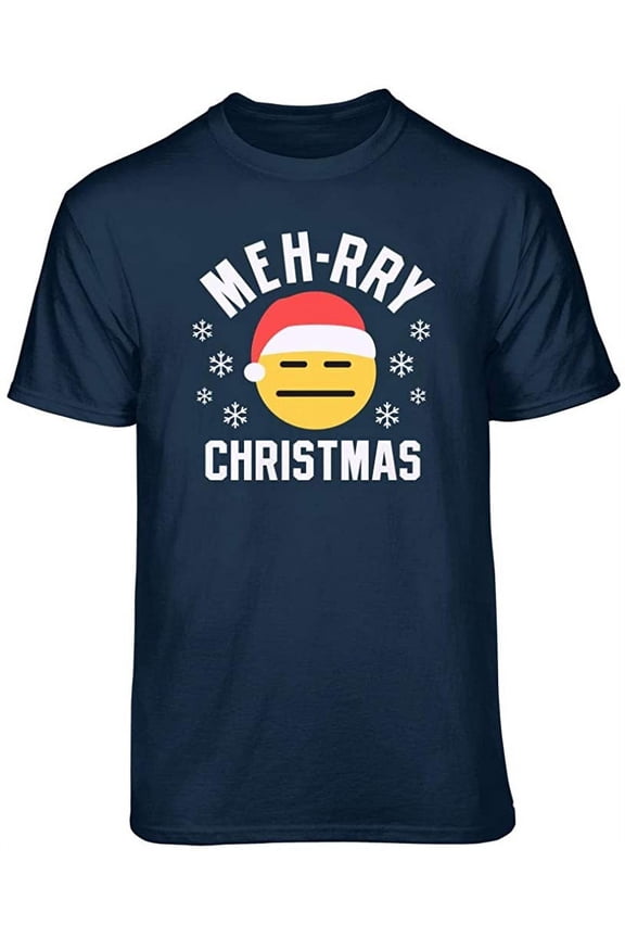 Merry Blah Christmas Graphic T-Shirt (Large - Standard Fit, Navy)