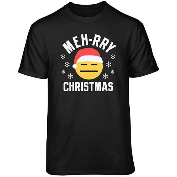 Teelocity Merry Blah Christmas Graphic T-Shirt (Medium - Standard Fit, Black)