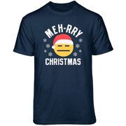 Teelocity Merry Blah Christmas Graphic T-Shirt Medium - Standard Fit, Navy