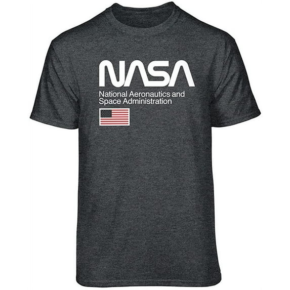 Teelocity NASA Classic Logo Graphic T-Shirt (Large, Charcoal Heather)
