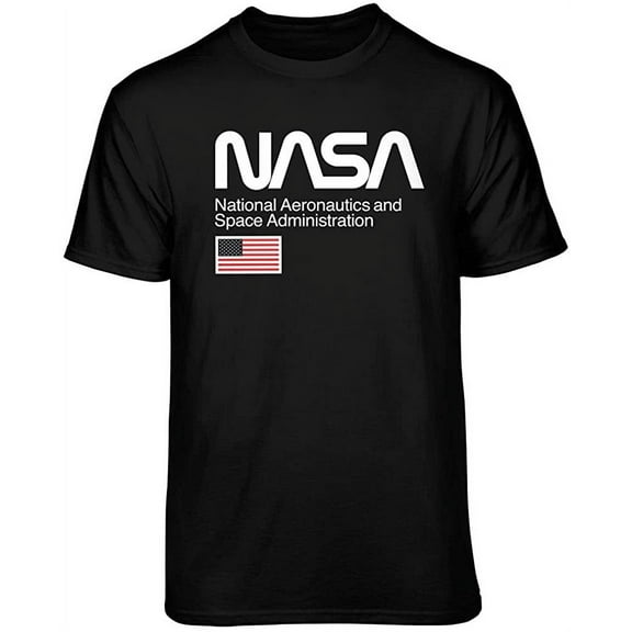 Teelocity NASA Classic Logo Graphic T-Shirt (Medium, Black)