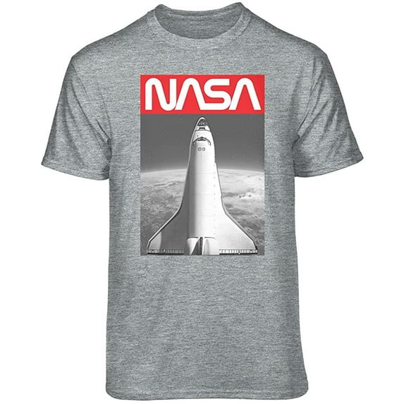 Teelocity NASA Shuttle Graphic T-Shirt (Medium, Athletic Heather)