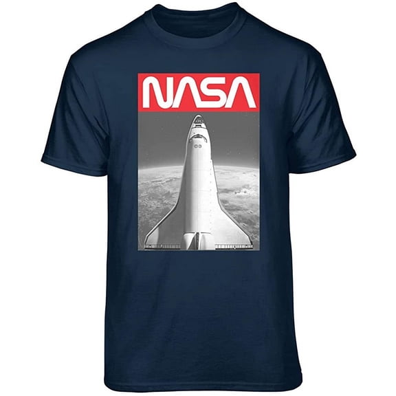 Teelocity NASA Shuttle Graphic T-Shirt (Medium, Navy)