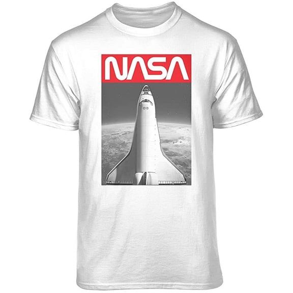 Teelocity NASA Shuttle Graphic T-Shirt (Small, White)