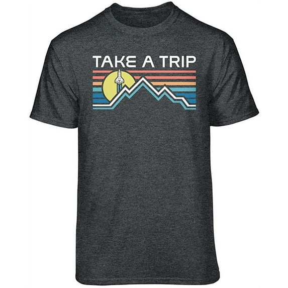 Teelocity NASA Take A Trip Graphic T-Shirt (3X-Large, Charcoal Heather)