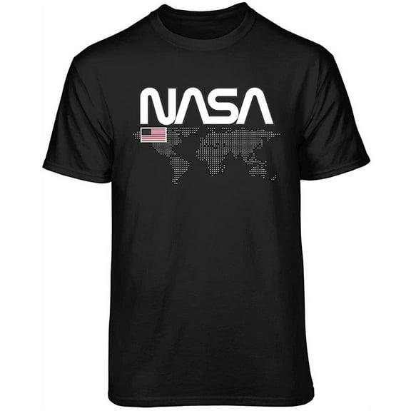 Teelocity NASA World Map Graphic T-Shirt (Medium, Black)