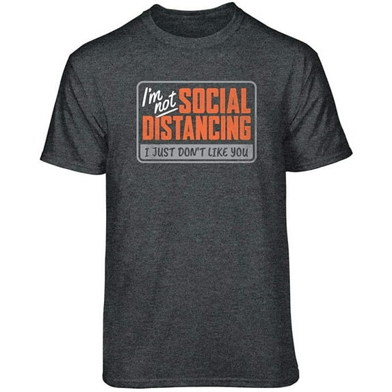 Teelocity Not Social Distancing Graphic T-Shirt (Large - Standard Fit, Charcoal Heather)