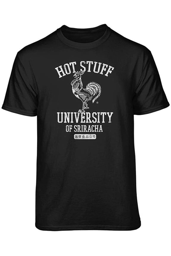 Sriracha Hot Stuff University Graphic T-Shirt (Medium - Standard Fit, Black)