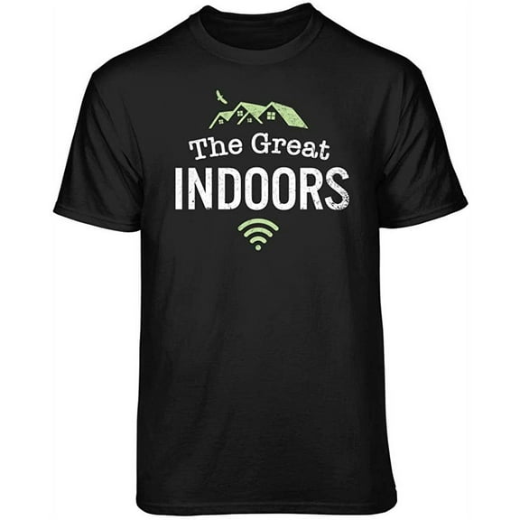 Teelocity The Great Indoors Graphic T-Shirt (Medium - Standard Fit, Black)