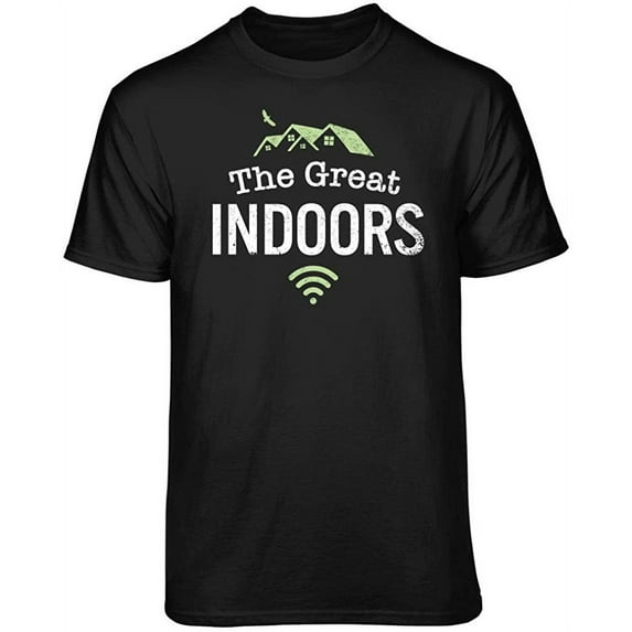Teelocity The Great Indoors Graphic T-Shirt (Medium - Standard Fit, Black)