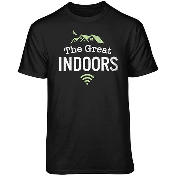 Teelocity The Great Indoors Graphic T-Shirt (X-Large - Standard Fit, Black)
