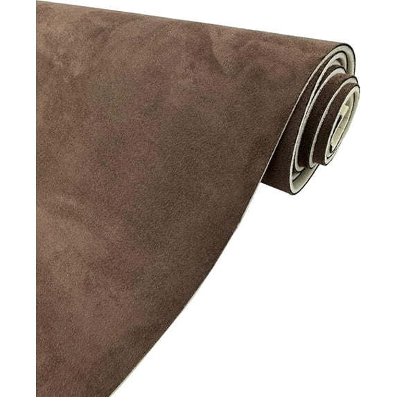 Teemall Dark Brown Suede Headliner Fabric with Foam Backing Automotive Roof Upholstery Headliner Fabric Craft Foam Backing for Car Replacement/Repair (60"×54")