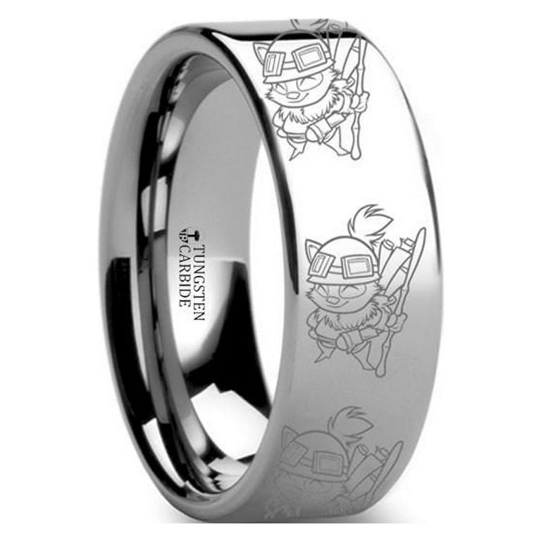 Thorsten Teemo Swift Scout Polished Tungsten Engraved Ring League of Legends Band - 4mm-12mm Thorsten Teemo Swift Scout Polished Tungsten Engraved Ring League of Legends Band - 4mm-12mm