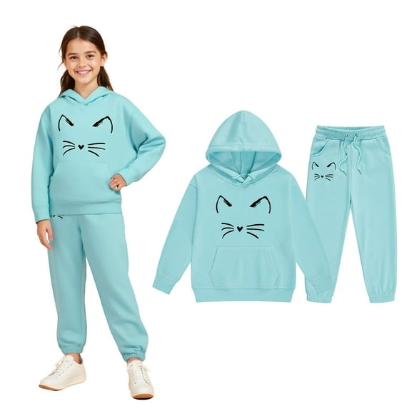 Teen Athletic Clothes Sets Long Sleeve Hoodies Fashion Sweatshirts and Active Jogger Pants 2 Pcs Warm Fall Winter Clothes Teen Girls Trendy Clothes 12-13 Years Cute Boy Girl Clothing