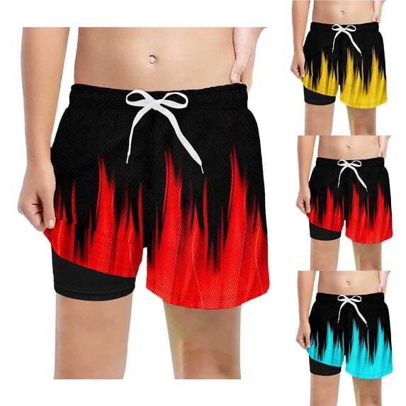 Athletic Shorts Boys Elastic Waist Drawstring Mesh Running Shorts with Compression Liner Baseball Shorts Boys Summer Shorts for Boys 11-12 Years