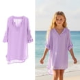 thumbnail image 1 of Teen Bathing Suit Cover Up Girls Crew Neck Purple Chiffon Cover Up Chiffon Dress Girls Cover Ups for Swimwear Size 10-11 Years, 1 of 9