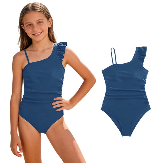 Bathing Suits Girls Adjustable Strap Ruffled Swimsuits Girls 1 Piece Bathing Suits Swimsuit Girls 14-15 Years