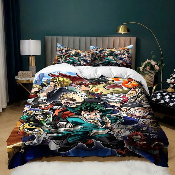 Teen Bedding Duvet Cover Set My Hero Academia Bedding Set 3 Pieces Soft Lightweight Quilt Cover with Pillowsham