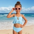 thumbnail image 1 of Teen Bikini Sets Girl's 2 Piece Bikini Swimsuit Ruffle Bathing Suit Eyelet Embroidery Swimwear 3-7T, 1 of 6