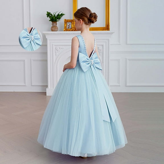 Teen BlueDresses for Girls Ruffle Tulle Dress Toddler Birthday Dress for Girls Princess Dress Up for Girls 11-12 Years