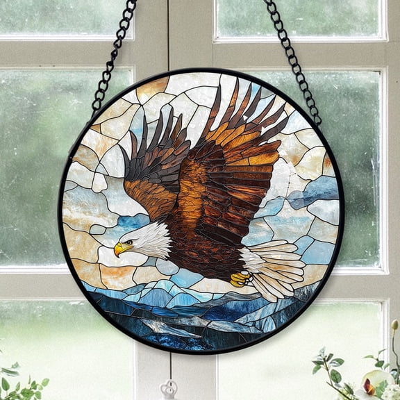 Teen Boy Christmas Gift - Blue Sky Eagle Flying Bird Christmas Stained Glass Hanging Ornament - Modern Tree Decor, Christmas Gift for Mom, Dad, Friends, Family