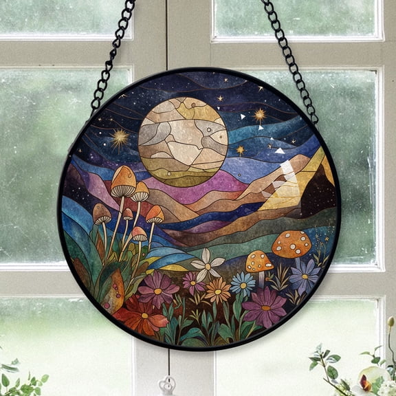 Teen Boy Christmas Gift - Botanical Galaxy Moon Flower Red Bird Bird Christmas Stained Glass Hanging Ornament - Heirloom Holiday Tree Decor, Xmas Gift for Family & Friends, Keepsake 2025