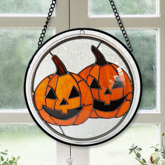 Teen Boy Christmas Gift - Halloween Evil Pumpkin Monster Spookys Xmas Stained Glass Hanging Ornament - Modern Holiday Tree Decor, Great Christmas Gift for Friends & Family, 2025 Collectible