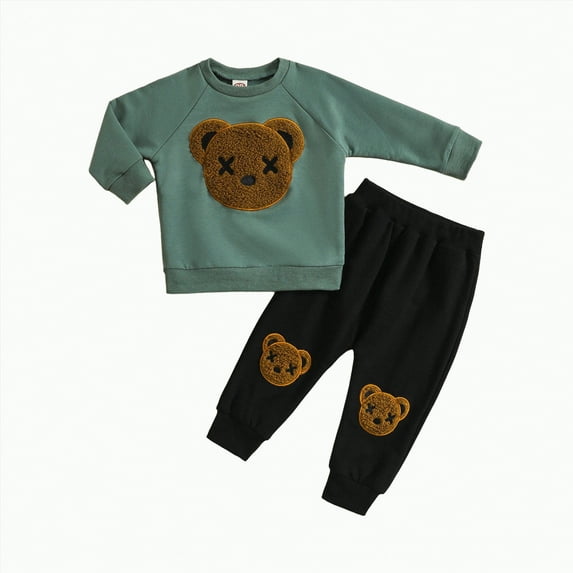 Teen Boy Clothes Boys Autumn Winter Animal Long Sleeve Stretch Waistband 6 12 18 24 Months 2T 3T 4T Everyday Outfit Set 2 PC