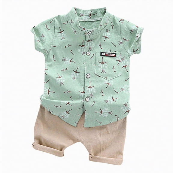 Teen Boy Clothes Boys Outfits Sets Kids Summer Rolled Printed Sleeveless Beach 3 6 12 18 24 Months 3T T-shirt Tops Shorts 2PCS Set Shirt and