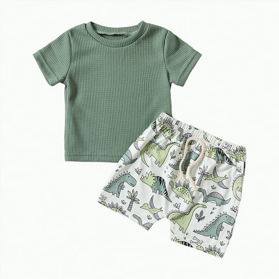 Teen Boy Clothes Boys Shorts Sets Kids Summer Cotton Dinosaur Print Short-sleeved Training 6M 12M 18M 24M 3T 4T Pajamas & Dailywear Set Shirts Two Pieces