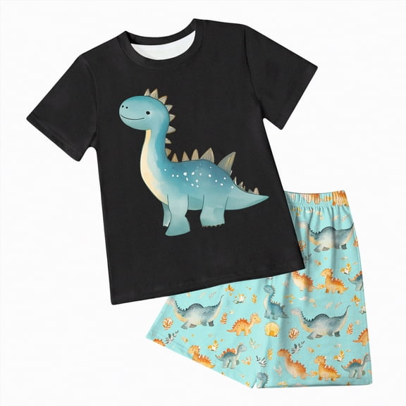 Teen Boy Clothes Children Kids Boys Unisex Spring Summer Animal Printed Short Sleeve Sports 6M 12M 18M 24M 3T 4T Shorts Two Piece Set Outfits 2PCS