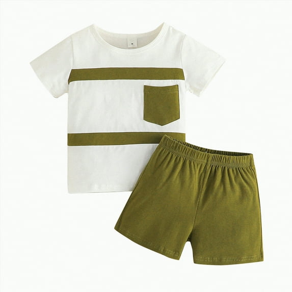 Teen Boy Clothes Kids Summer Spring Cotton Stripe Printed Sleeveless Running Suit 3 6 12 18 24 Months 3T Shirt and Jogger Shorts For Boys And Girls 2-Piece