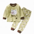thumbnail image 1 of Teen Boy Clothes Little Boys Autumn Winter Prints Long Sleeve Elastic Waist 1T 2T 3T Top and Pants Set Pajamas 2Pcs, 1 of 4