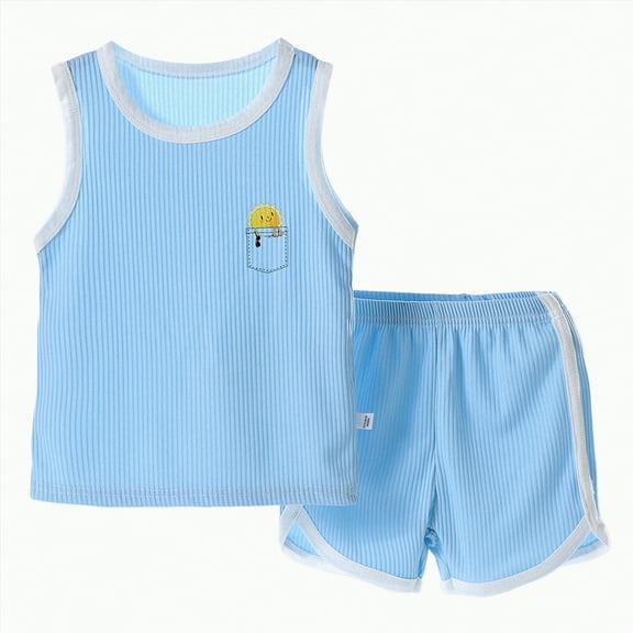 Teen Boy Clothes Toddler Baby Boys Summer Set Kid Solid Prints Short-sleeved Running Suit 0 3 6 12 18 24 Months Short Sets Pjs Tshirt Shorts Outfits 2-Piece