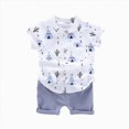 thumbnail image 1 of Teen Boy Clothes Toddler Baby Short Pants Set Kids Unisex Summer Cotton Button Down Printed Sleeveless Casual 0 3 6 12 18 24 Months Pajama Tshirt Shorts Outfits 2-Piece, 1 of 2