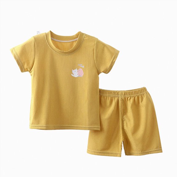 Teen Boy Clothes Toddler Summer Kids Spring Round Neck Printed Short Sleeve Beach 6 12 18 24Months 2T 3T Outfits Shirts & Shorts Sets 2PCS Set