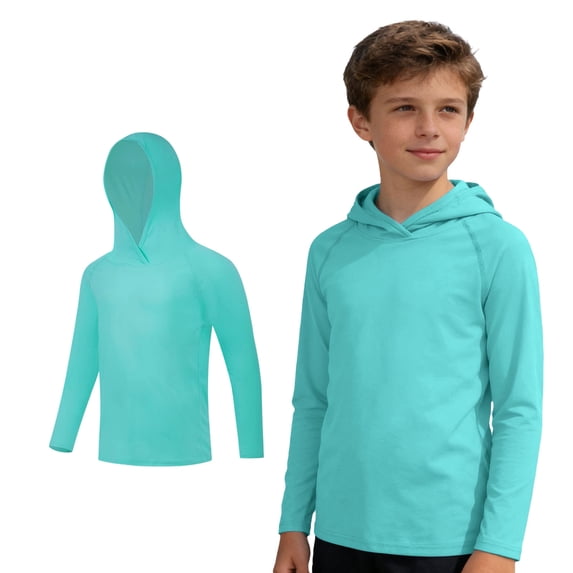 Boy Hoodie Long Sleeve Kids Rash Guard Shirts Boys Quick Dry Sun Shirt Kids Swim Shirt Swimming Clothes for Boys 11-12 Years