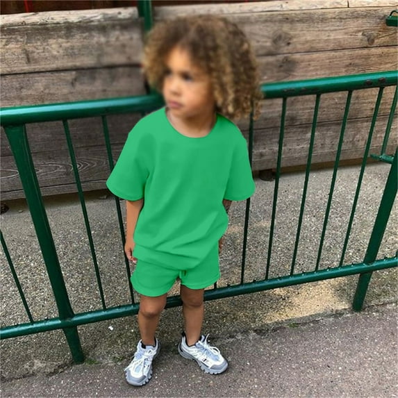 Teen Boy Outfits Set Solid Short Sleeve T-Shirt And Elastic Shorts Pullover Newborn Boy Summer Clothes Baby Boys Clothes 12-13 Years Cute Boy Clothing