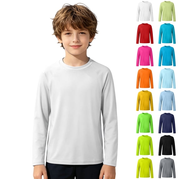 Boy Rash Guard Long Sleeve Sun Shirts Boys Athletic Shirts Quick Dry Kids Beach Clothes 11-12 Years