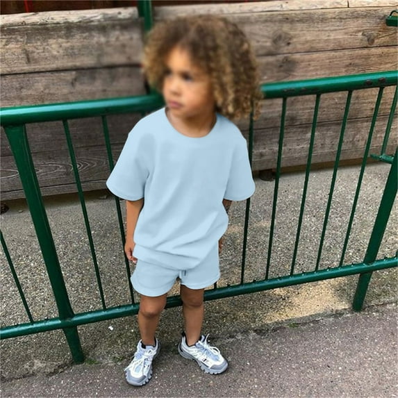 Teen Boy'S Clothing Solid Short Sleeve Tops Shorts Pullover Summer Outfit 12-13 Years Boys Clothes Cute Boy Clothing