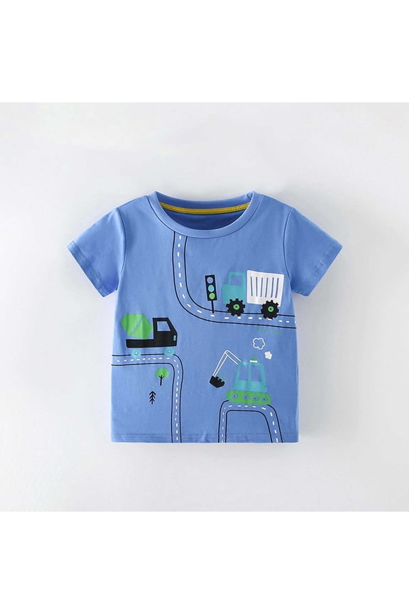 Teen Boy Shirts Youth Cartoon Animal Print Short Sleeve Crew Neck Top Skin Friendly Regular Fit for All Day Wear Boys Clothes